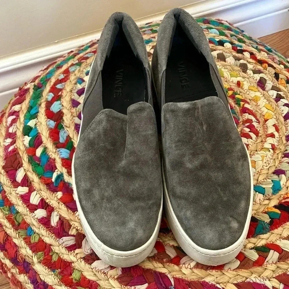 Vince grey suede leather slip on shoes sneakers